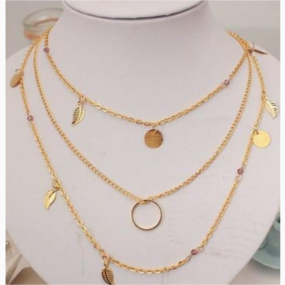Multi Layered Leaf and Beads Necklace New